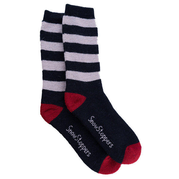 Snow Stoppers Alpaca Wool Socks Black/White Stripes