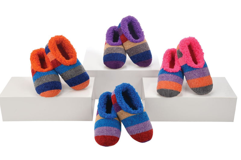 Snoozies Slippers Kid's Striped Chenille Slippers Pink