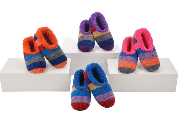 Snoozies Slippers Kid's Striped Chenille Slippers Blue