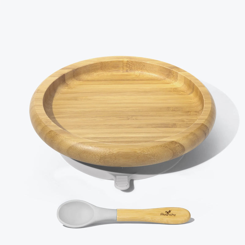 Avanchy - Bamboo Classic Plate with Spoon Gray