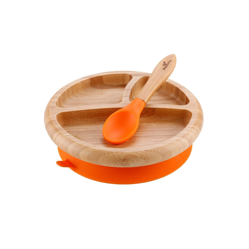 Avanchy - Bamboo Divided Baby Plate with Spoon Orange
