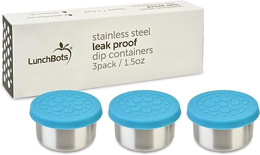 LunchBots - Dips Container, Set of 3, 1.5 oz, Aqua