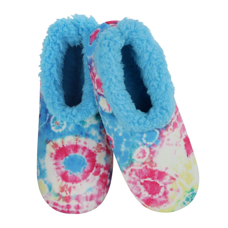 Snoozies Slippers Kid's Peace Out Tie Dye Slippers Blue