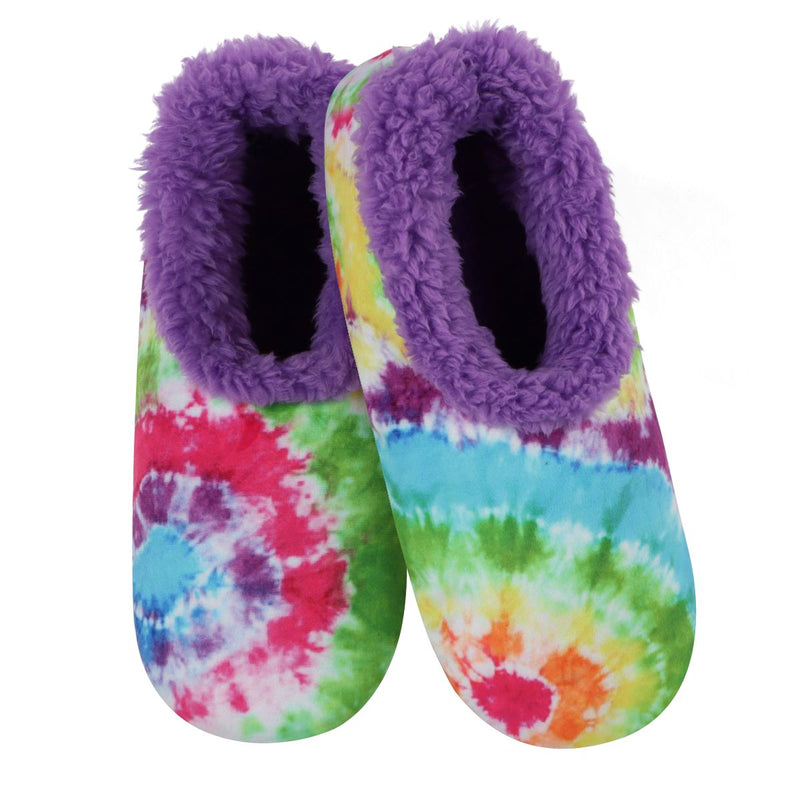 Snoozies Slippers Kid's Peace Out Tie Dye Slippers Purple