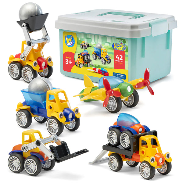 Play Brainy - Magnetic Toy Cars-42 pc set-Play Brainy