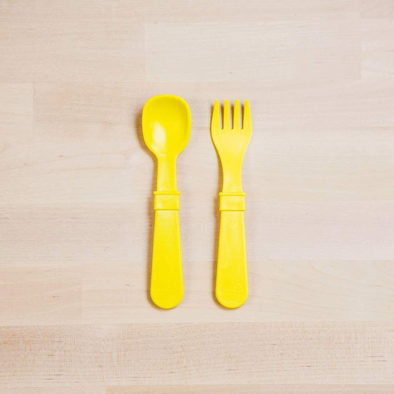Re-Play Recycled Dinnerware Utensil Pair Yellow Set of Utensils