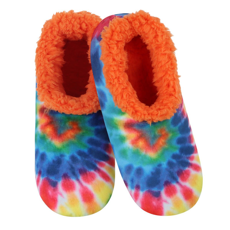 Snoozies Slippers Kid's Peace Out Tie Dye Slippers Pink