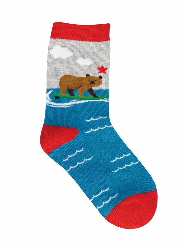 SockSmith Socks Surf Bear--Light Gray Heather