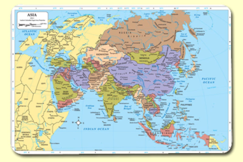 Painless Learning Placemat Asia Map Placemat