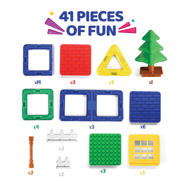 Play Brainy - Arthur's Mini Cabin Magnetic Building Set--41 pieces--Play Brainy